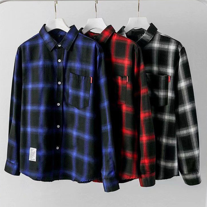 ÁO KHOÁC SƠ MI CARO UNISEX KHÔNG NÓN PHỐI TÚI