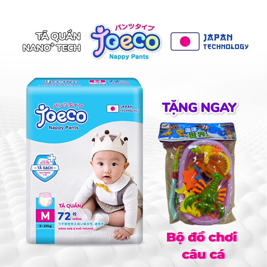 [Tặng bộ đồ chơi câu cá] Tã quần JoeCo size M72/L66/XL60/XXL54