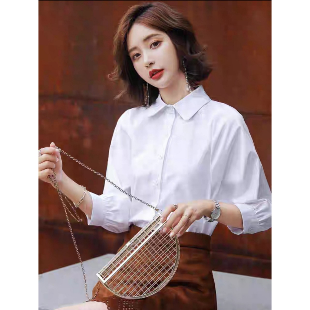 Áo sơ mi nữ công sở tay lỡ nhúng phồng kiểu hàn quốc phong cách trẻ trung năng động chất lụa mềm mịn mặc mát-MUL01