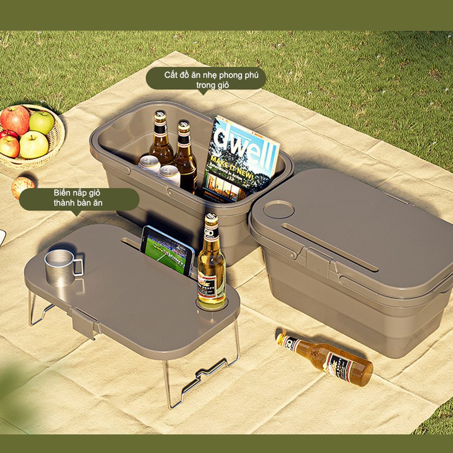 Hộp đựng đồ kiếm bàn ăn gập gọn - Khay đựng đồ hoa - Thớt thái khi đi du lịch - Giỏ đựng đồ dã ngoại có tay cầm đa năng | BigBuy360 - bigbuy360.vn