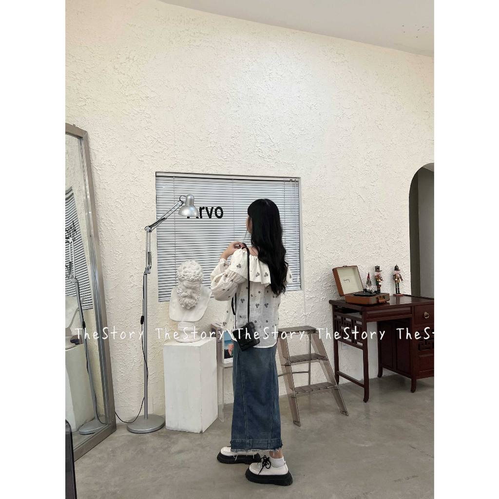 Chân váy dáng dài hơi xoè tua rua gấu  CV384