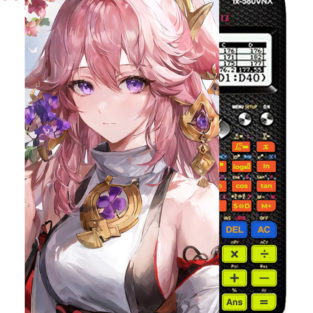 Decal - hình dán Máy tính CASIO fx570, fx580, ...nhân vật Yae Miko- Gemshin Impact