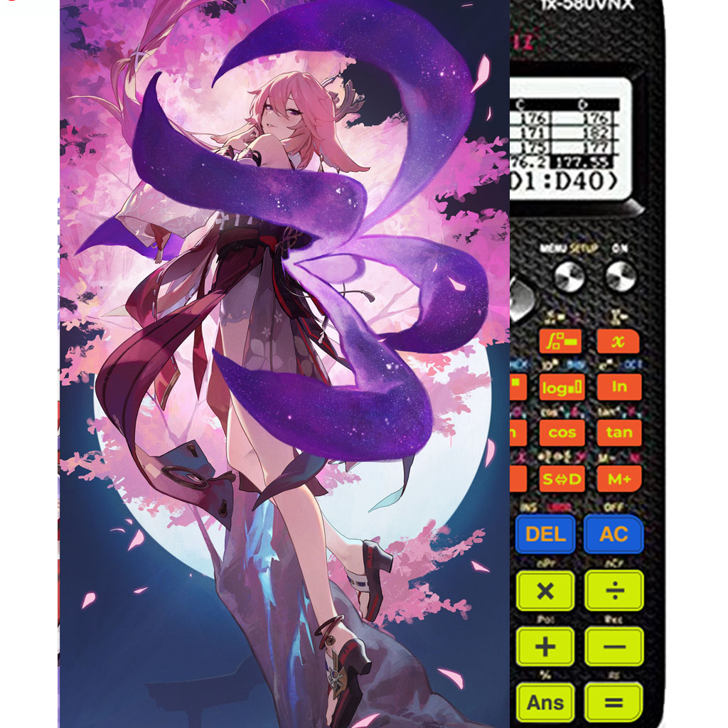 Decal - hình dán Máy tính CASIO fx570, fx580, ...nhân vật Yae Miko- Gemshin Impact