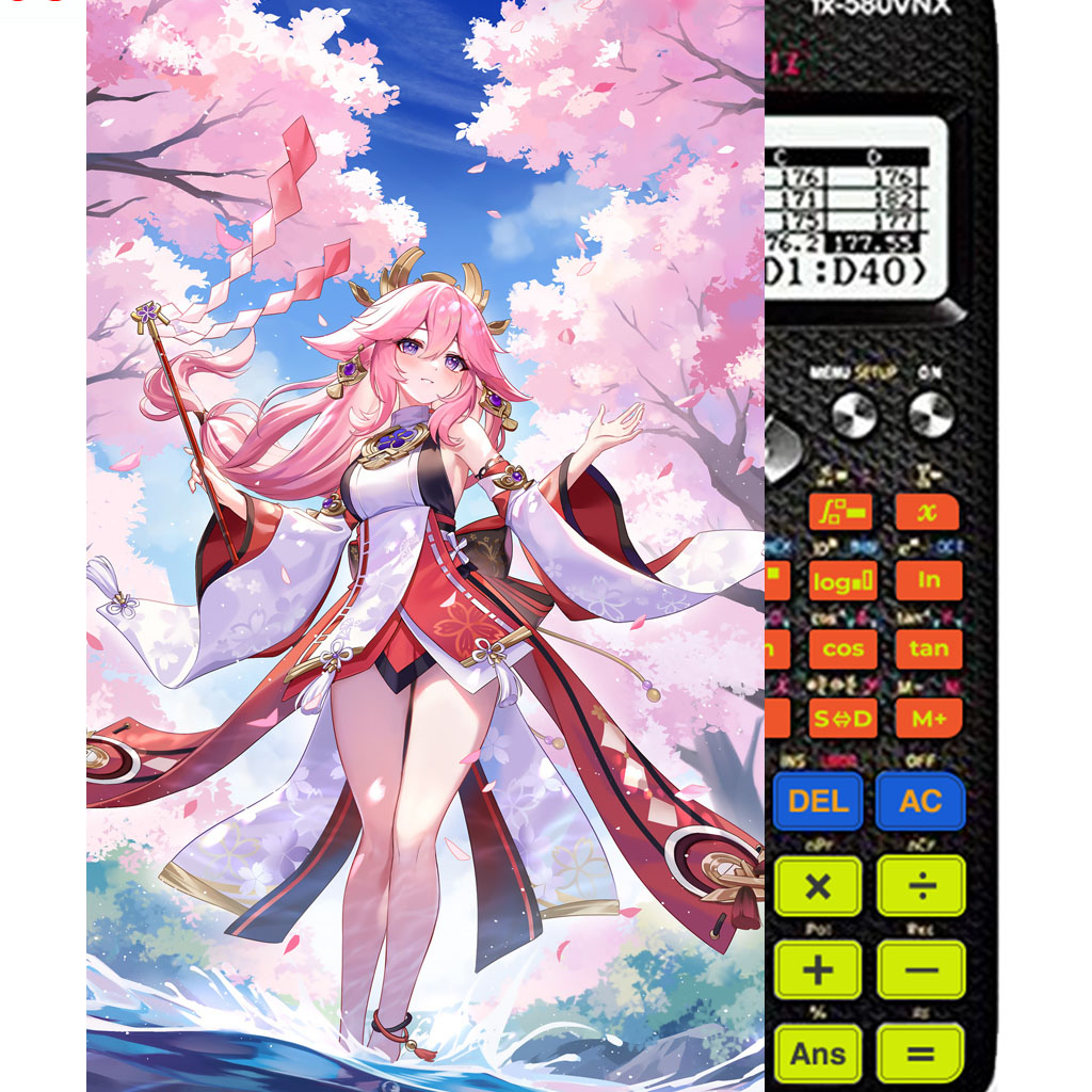 Decal - hình dán Máy tính CASIO fx570, fx580, ...nhân vật Yae Miko- Gemshin Impact