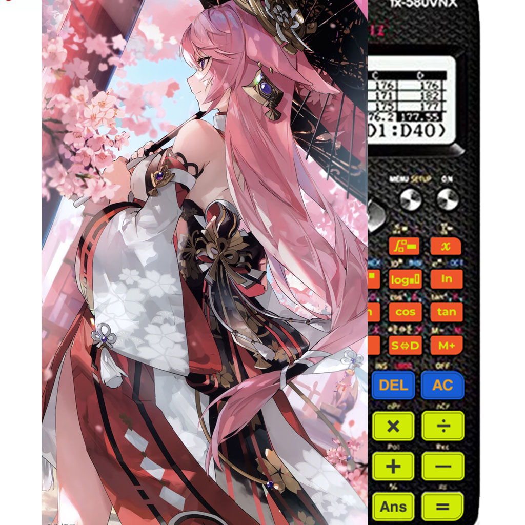 Decal - hình dán Máy tính CASIO fx570, fx580, ...nhân vật Yae Miko- Gemshin Impact