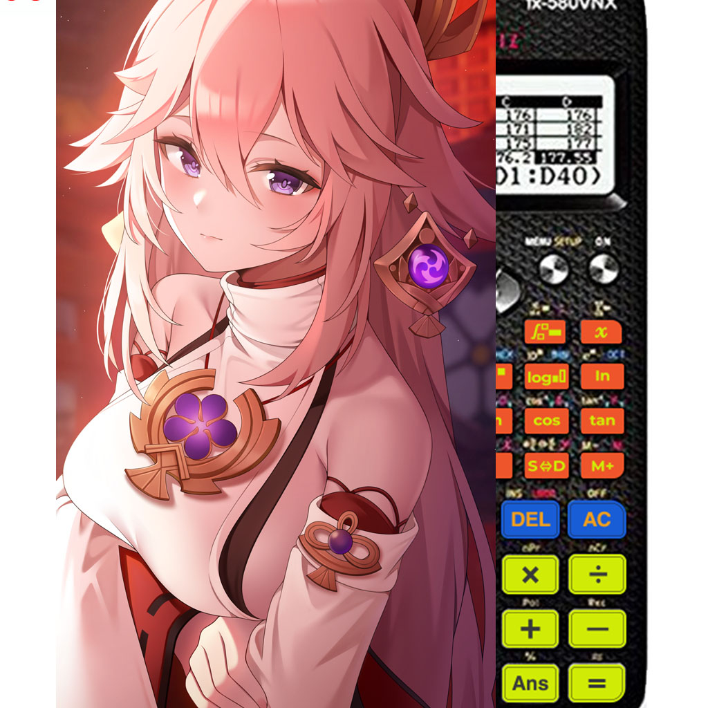 Decal - hình dán Máy tính CASIO fx570, fx580, ...nhân vật Yae Miko- Gemshin Impact