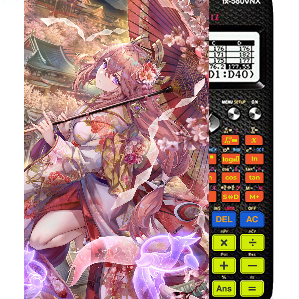 Decal - hình dán Máy tính CASIO fx570, fx580, ...nhân vật Yae Miko- Gemshin Impact