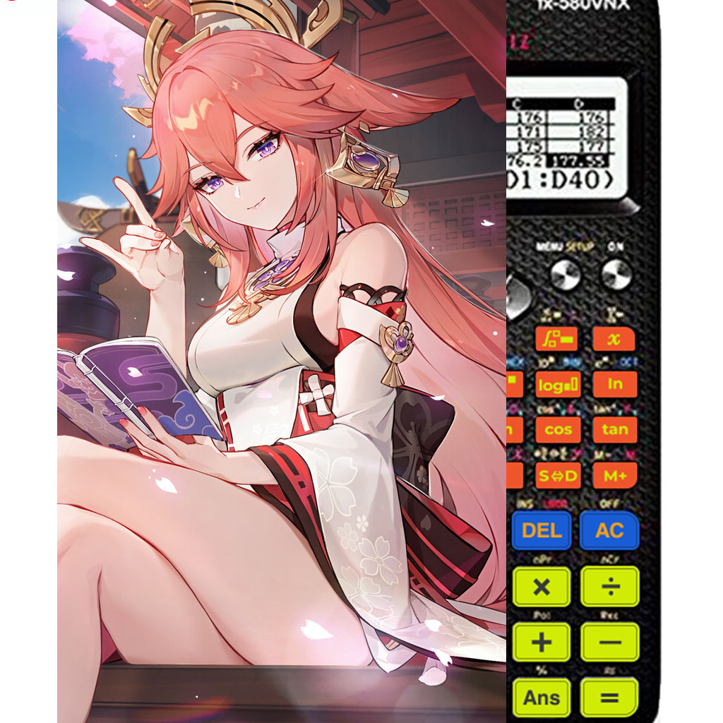 Decal - hình dán Máy tính CASIO fx570, fx580, ...nhân vật Yae Miko- Gemshin Impact
