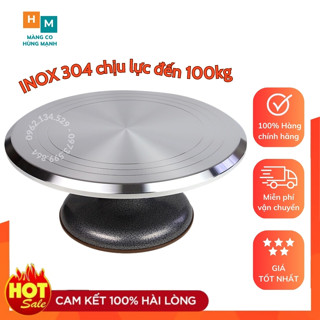 Bàn xoay bánh kem, bàn xoay inox 304 size 31cm hỗ trợ làm bánh trang trí giỏ quà tết tiện dụng