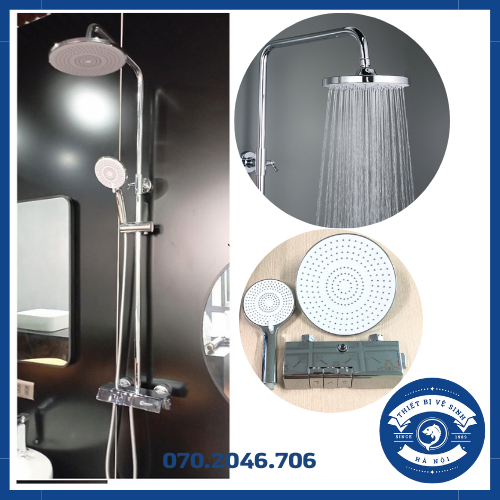 Bộ sen cây tắm đứng nóng lạnh 3 phím đàn mạ Bạc sáng bóng chất liệu Đồng cao cấp mã BSC012