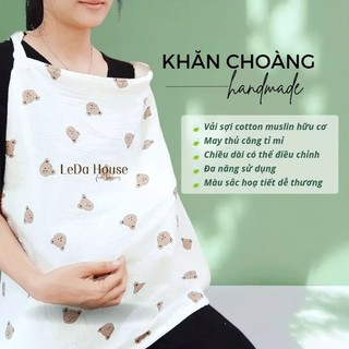 Khăn Choàng chống nắng cho bé sơ sinh khi ra ngoài vải muslin thông thoáng mềm mại