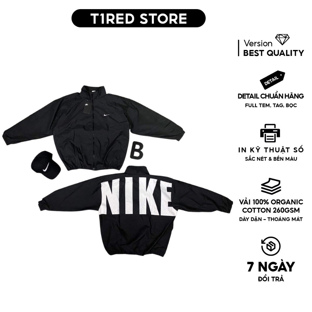 Áo Khoác Gió Jacket Nike V5 Chất Vải Dù 2 Lớp Cao Cấp