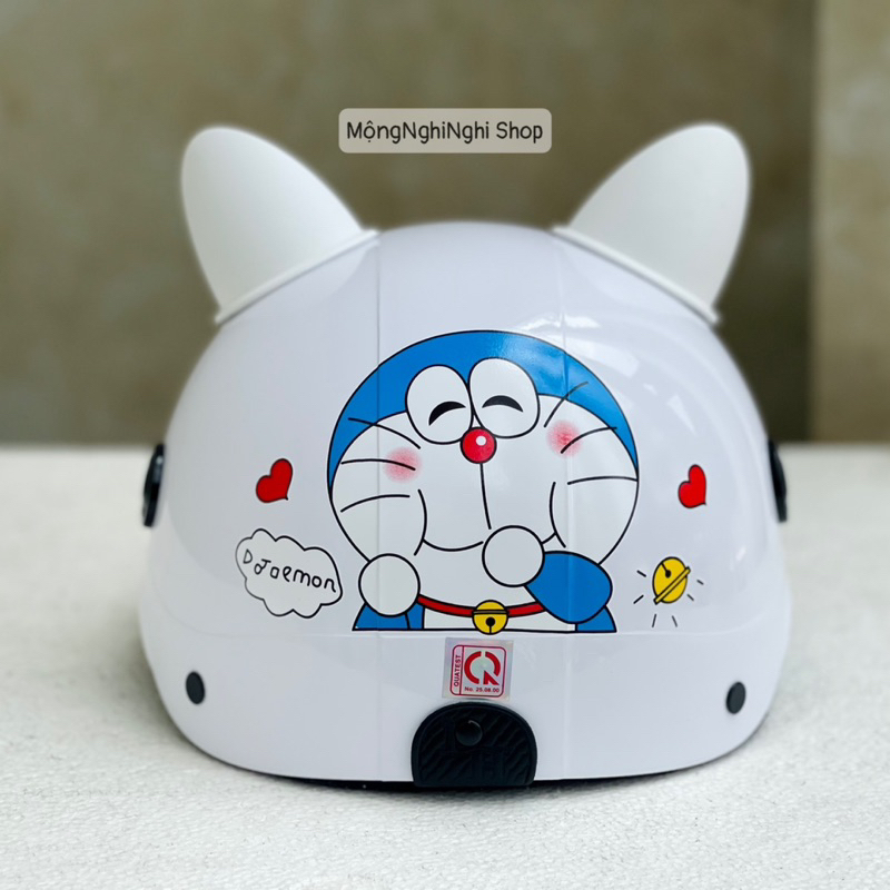 Mũ Bảo Hiểm Doremon Cao Cấp kèm tai mèo hàng nhập khẩu - Bảo Hành 12 tháng nước Sơn 2k chống ố màu