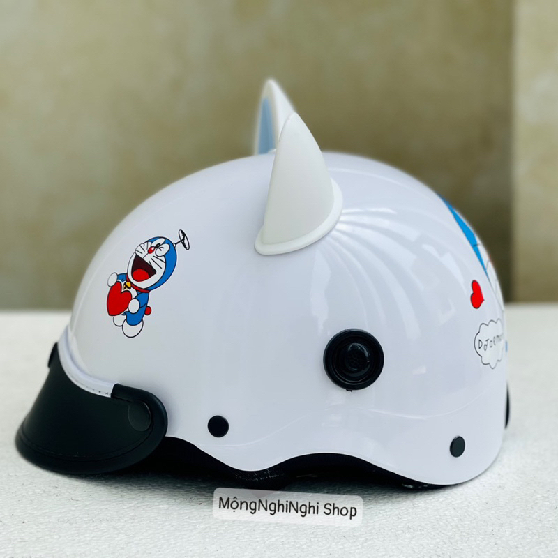 Mũ Bảo Hiểm Doremon Cao Cấp kèm tai mèo hàng nhập khẩu - Bảo Hành 12 tháng nước Sơn 2k chống ố màu