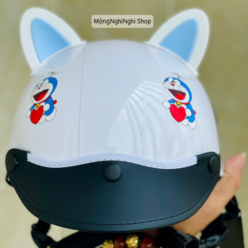 Mũ Bảo Hiểm Doremon Cao Cấp kèm tai mèo hàng nhập khẩu - Bảo Hành 12 tháng nước Sơn 2k chống ố màu