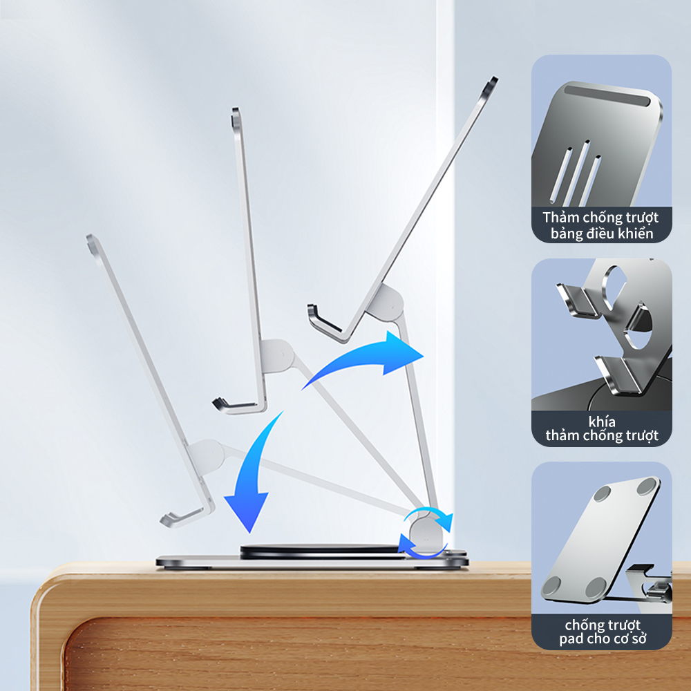 Giá đỡ điện thoại máy tính bảng GOOJODOQ chống trượt kim loại siêu mỏng thích hợp cho iPad 10.2 Soporte Xiaomi Samsung