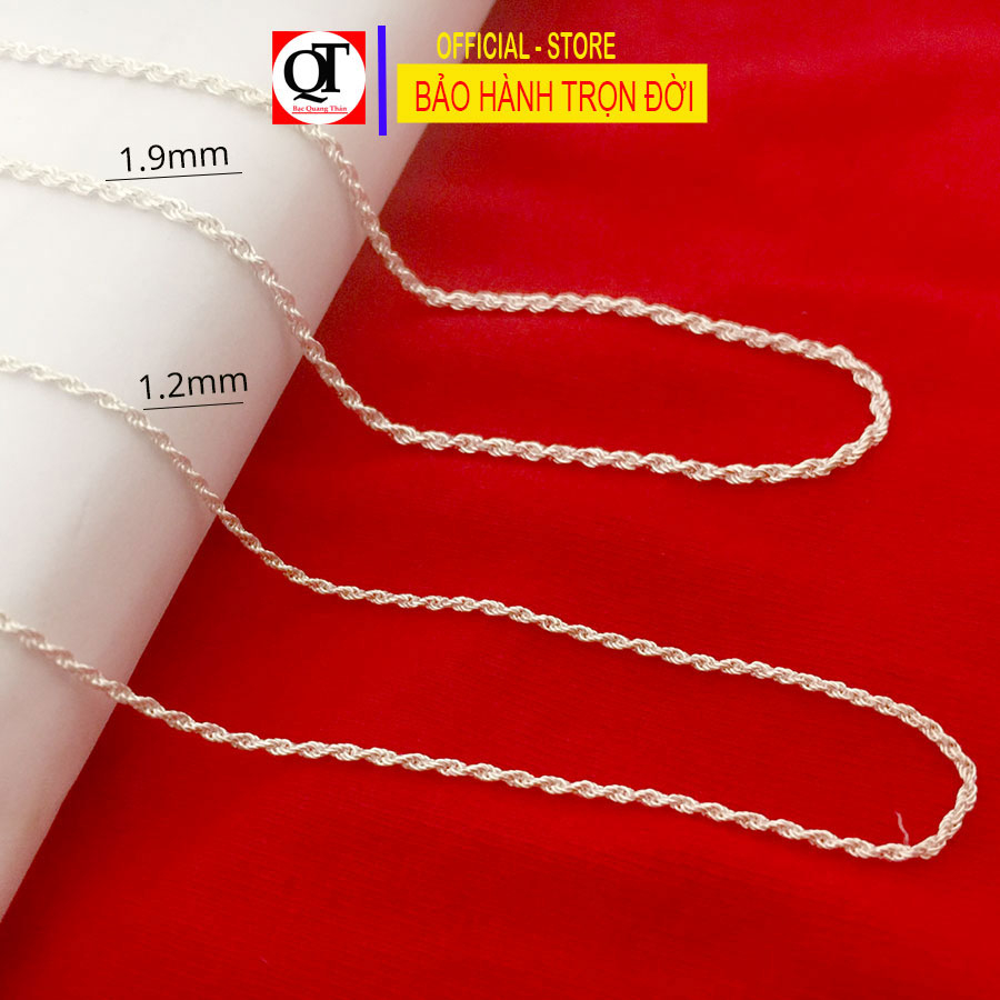 Vòng đeo cổ bạc nữ kiểu dây lụa tròn độ dài 45cm chất liệu bạc thật không xi mạ trang sức Bạc Quang Thản