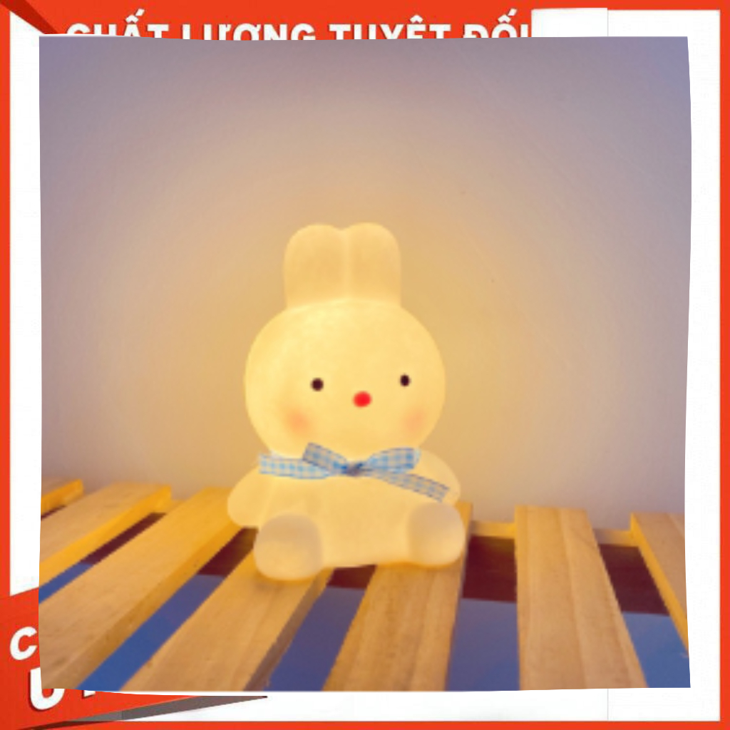 Đèn ngủ để bàn trang trí thỏ đáng yêu với 3 chế độ ánh sáng màu dịu nhẹ