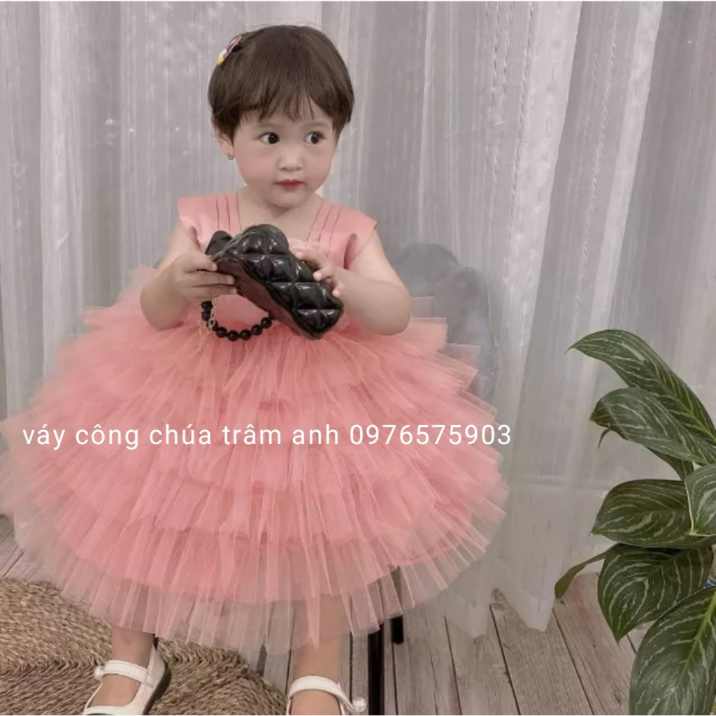 Váy công chúa 7 tầng hồng