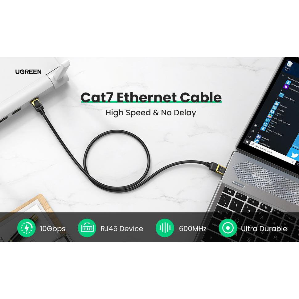Cáp mạng Cat6 RJ45 UGREEN 20168 20169 20170 NW102 (màu đen,Lan 1000Mbps 2 đầu đúc) CHính Hãng