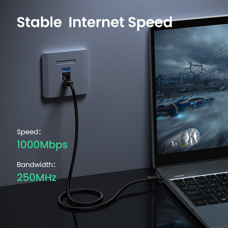 Cáp mạng Cat6 RJ45 UGREEN 20168 20169 20170 NW102 (màu đen,Lan 1000Mbps 2 đầu đúc) CHính Hãng