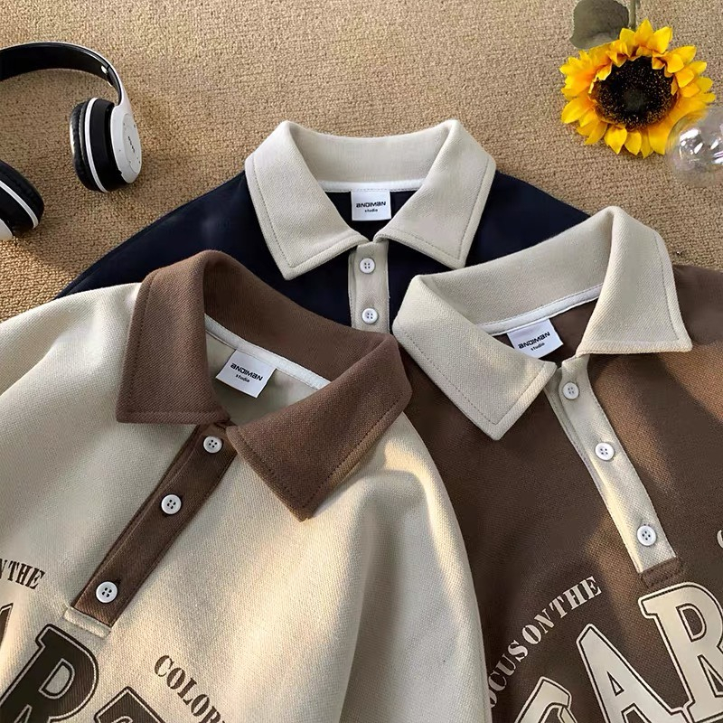 Áo Polo nam nữ from rộng APT Unisex -  Áo polo from rộng cổ bẻ in chữ phối màu ở cổ và vai áo, vải cotton khô loại 1