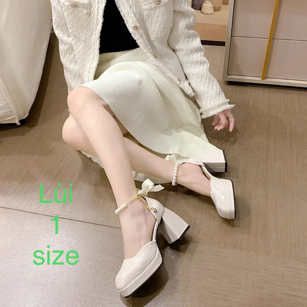 Giày Cao Gót Nữ Đế Đúp 10 Phân Lùi 1 Size Lên Chân Sang Đẹp Hàng Loại 1