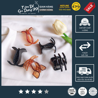 Combo 12 kẹp tóc càng cua 3 răng - 5 răng màu nâu + đen