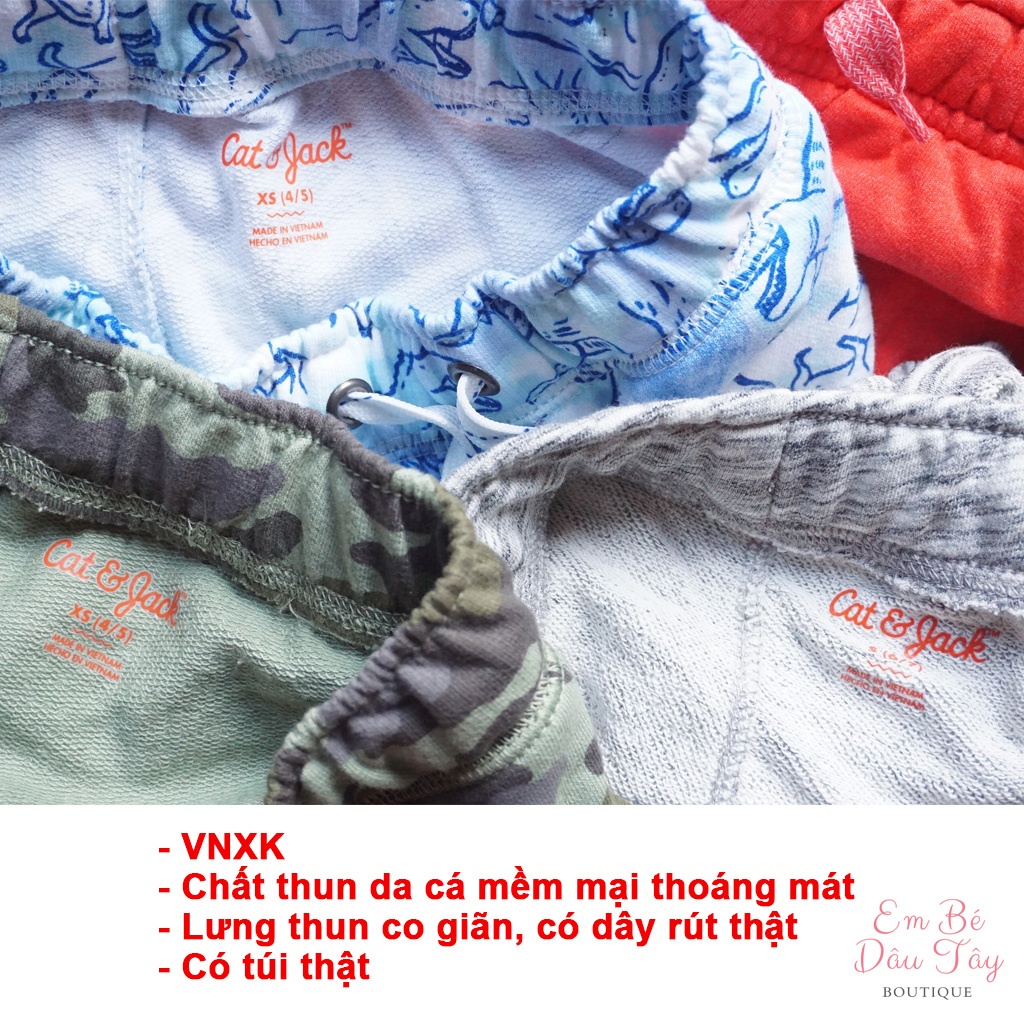 Quần short da cá bé trai 15-54kg thun cotton da cá xuất dư C&J VNXK size đại. Quần short da cá bé trai cấp 1, 2, 3, teen