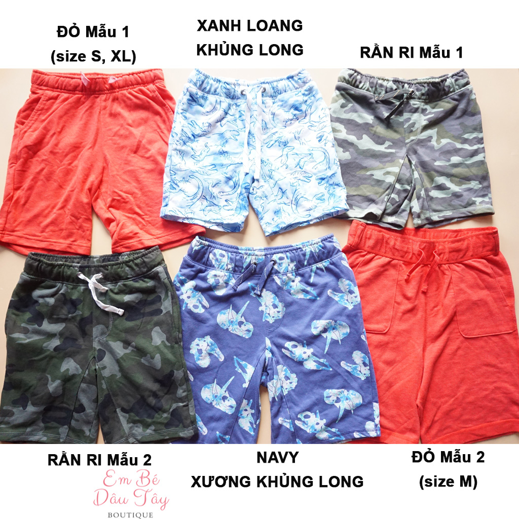 Quần short da cá bé trai 15-54kg thun cotton da cá xuất dư C&J VNXK size đại. Quần short da cá bé trai cấp 1, 2, 3, teen