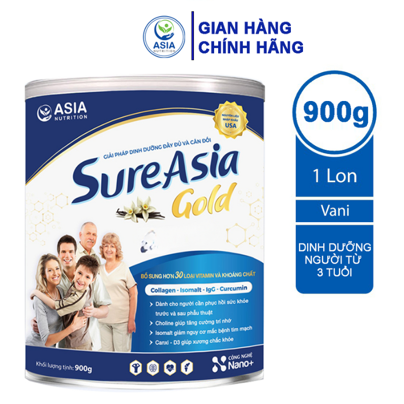 Sữa bột Sure Asia Gold En sure chính hãng cao cấp ASIA NUTRITION 900g tác dụng tốt cho sức khỏe toàn diện