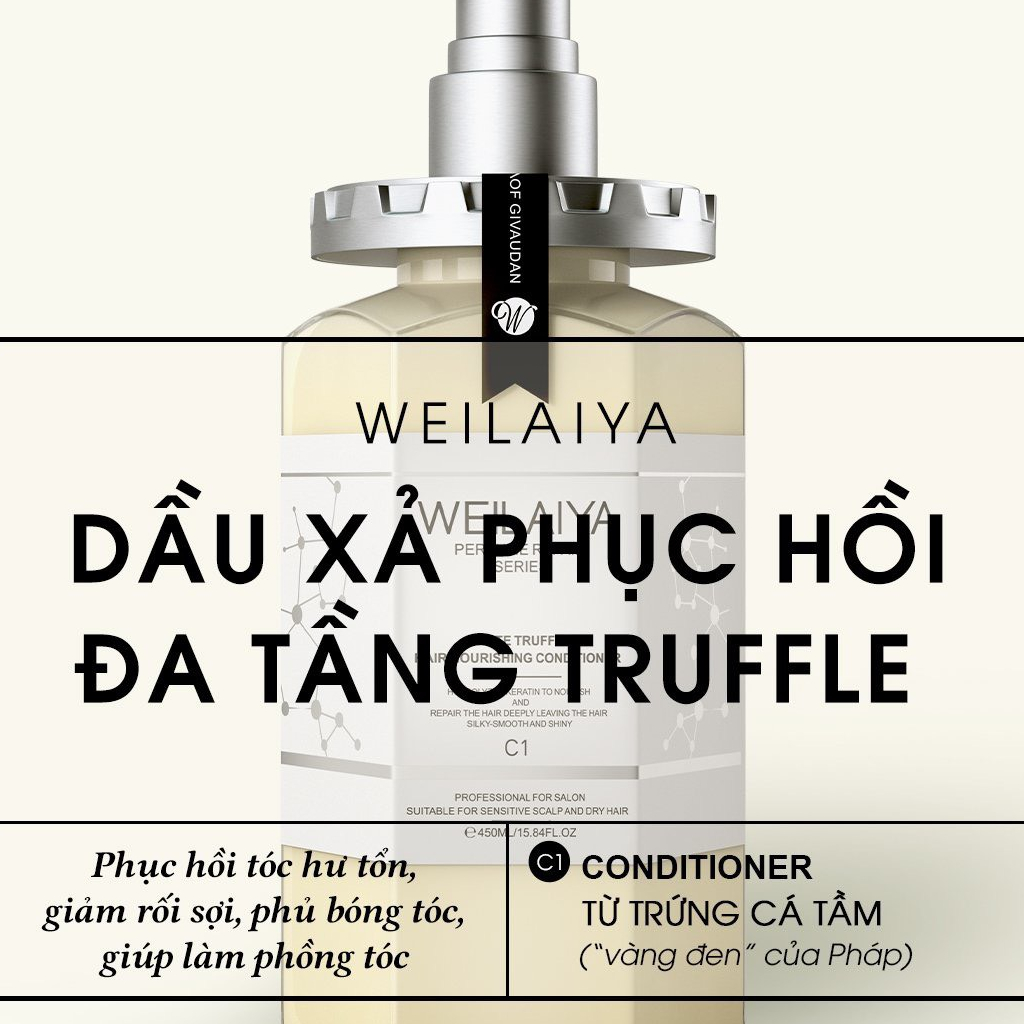 Combo phục hồi đa tầng tóc Weilaiya – Cặp gội xả nấm truffle và Dầu hấp tóc đa tầng hắn gắn liên kết tóc khô xơ, hư tổn