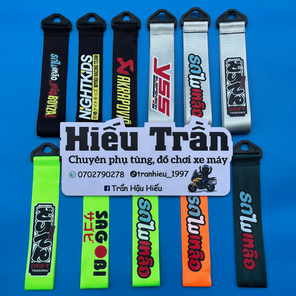 Dây treo tay sách, cảng xe máy và ô tô màu đẹp in chữ 2 mặt màu ngẫu nhiên