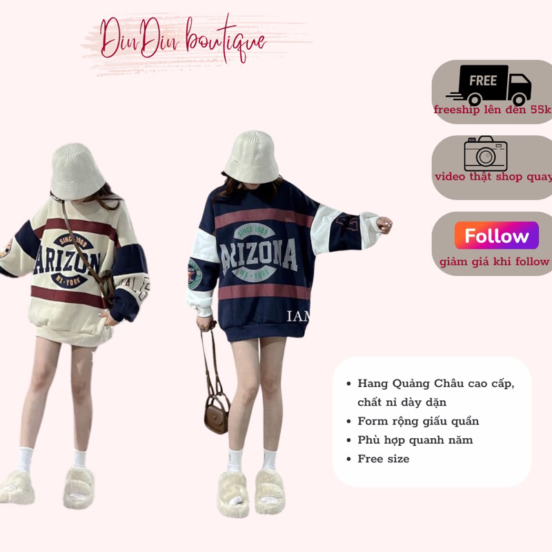 Áo sweater form rộng giấu quần tay bồng chất nỉ phong cách Hàn Quốc ulzzang unisex cho cả nam và nữ