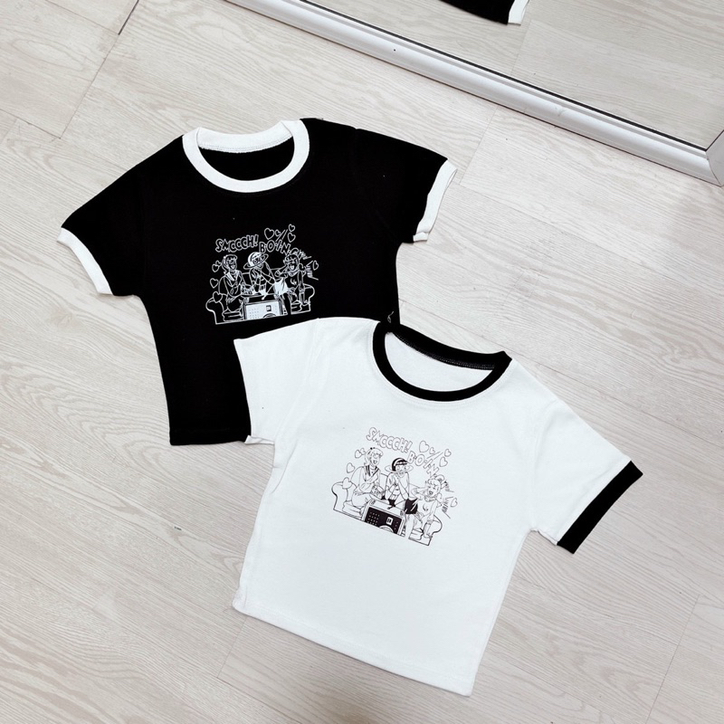 ÁO CROPTOP TAY NGẮN VIỀN