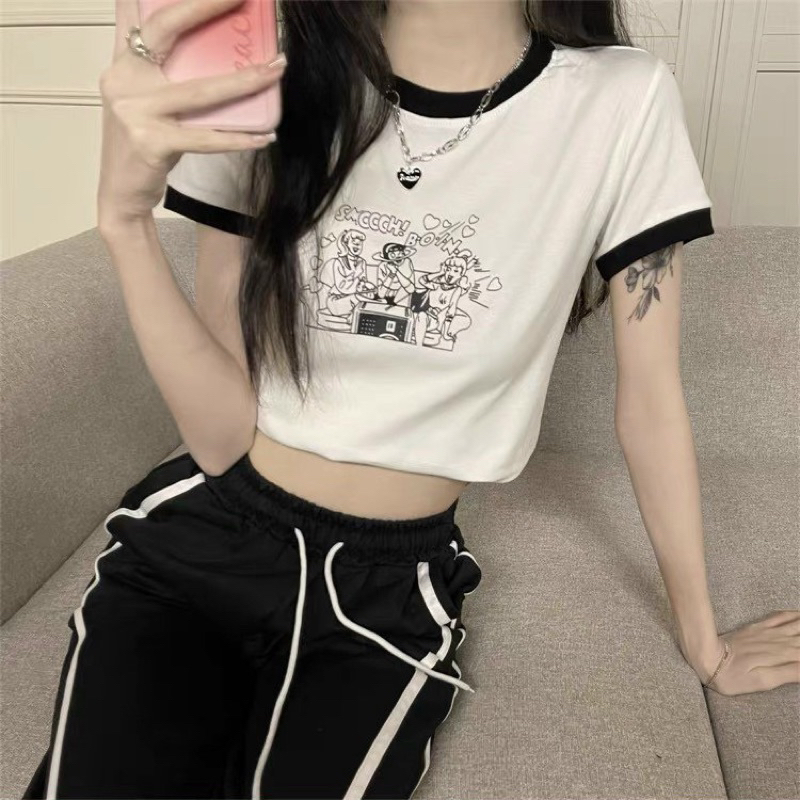 ÁO CROPTOP TAY NGẮN VIỀN