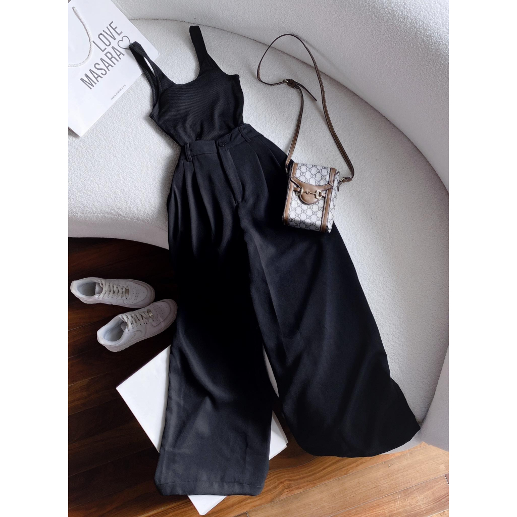 SET BODYSUIT ĐEN HỞ SAU +  QUẦN SUÔNG