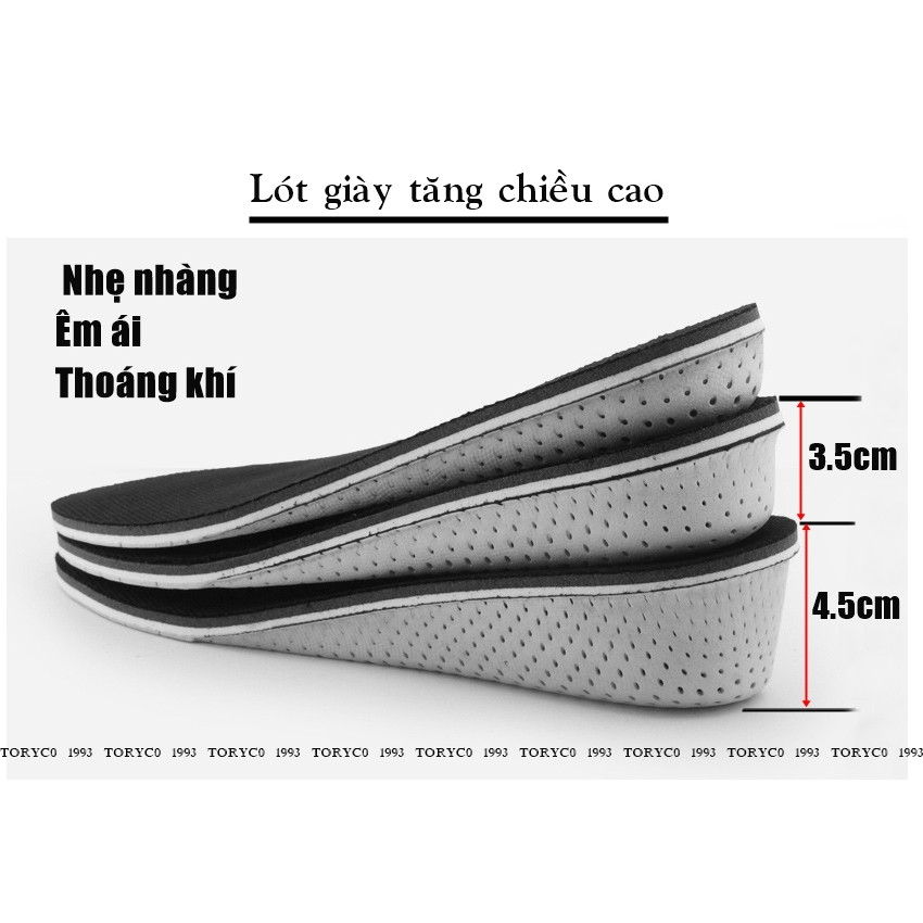 Lót Giày Tăng Chiều Cao Cả Bàn và Nửa Bàn Chân Nam Nữ Cao Cấp Chuyên Dùng cho Giày Thể Thao Sneaker Độn Đế