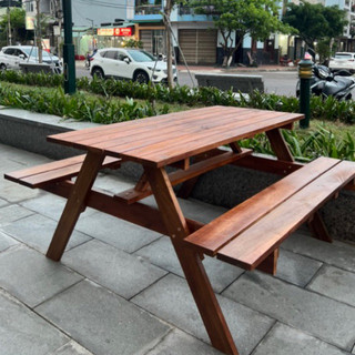 Bộ bàn ghế gỗ chữ A, ghế liền bàn ngoài trời
