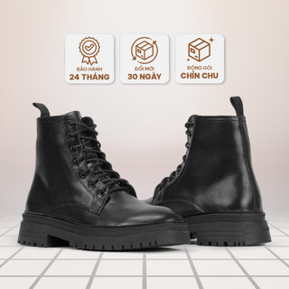 Combat boot nam buộc dây tăng chiều cao 6cm, Giày boot chiến binh làm từ da bò thật nhập khẩu nguyên tấm G2 Shoemaker