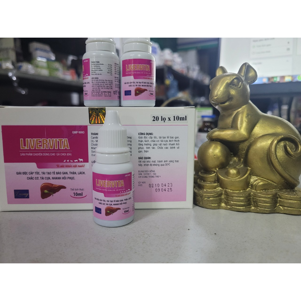 Livervita 10ml:  giải đ.ộc gan thận cấp, tái tạo tế bào gan cho thú cưng, gà đá, gà chọi, pet...