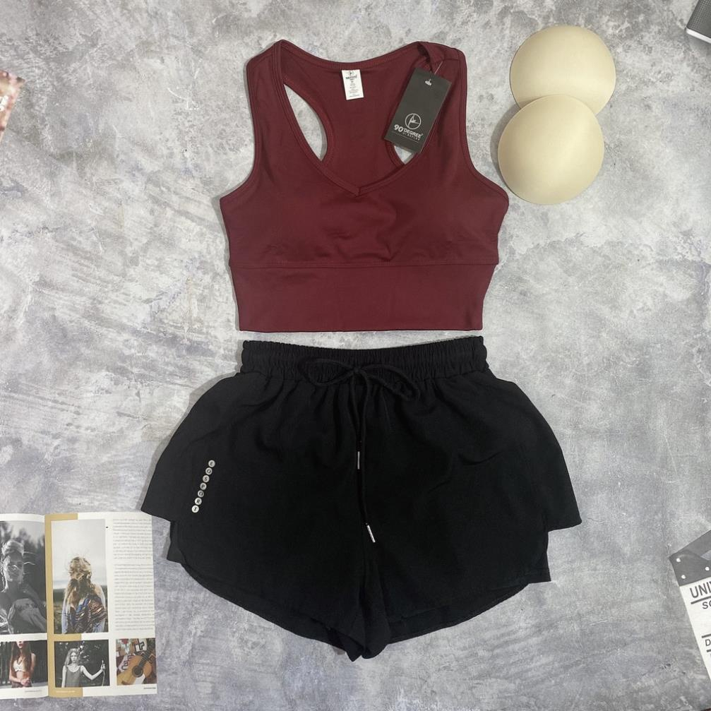 Bộ bra tập gym yoga earobic kết hợp quần đùi 2 lớp cho nữ - Đồ tập gym yoga erobic chạy bộ nữ