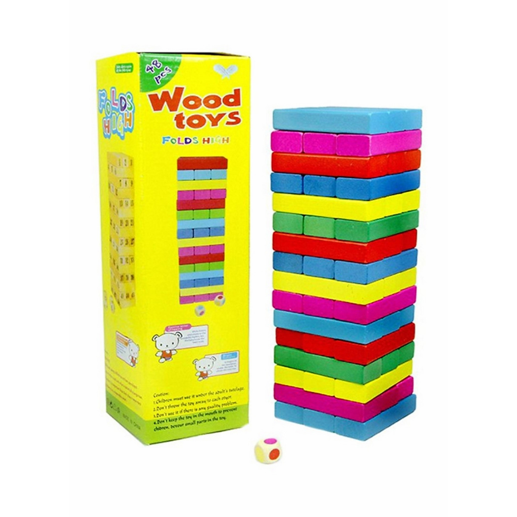 Rút gỗ màu 48 thanh loại lớn - Domino màu cho bé