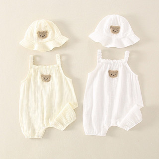Bộ body 2 dây hình con gấu kèm mũ dễ thương cho bé 3-14kg
