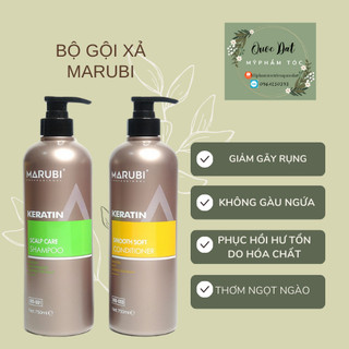DẦU GỘI VÀ DẦU XẢ TÓC BÓNG MƯỢT KERATIN MARUBI 750 ML