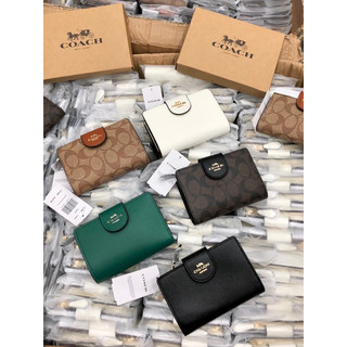 Ví Co4ch gài Medium Corner Zip Wallet 5 màu sẵn