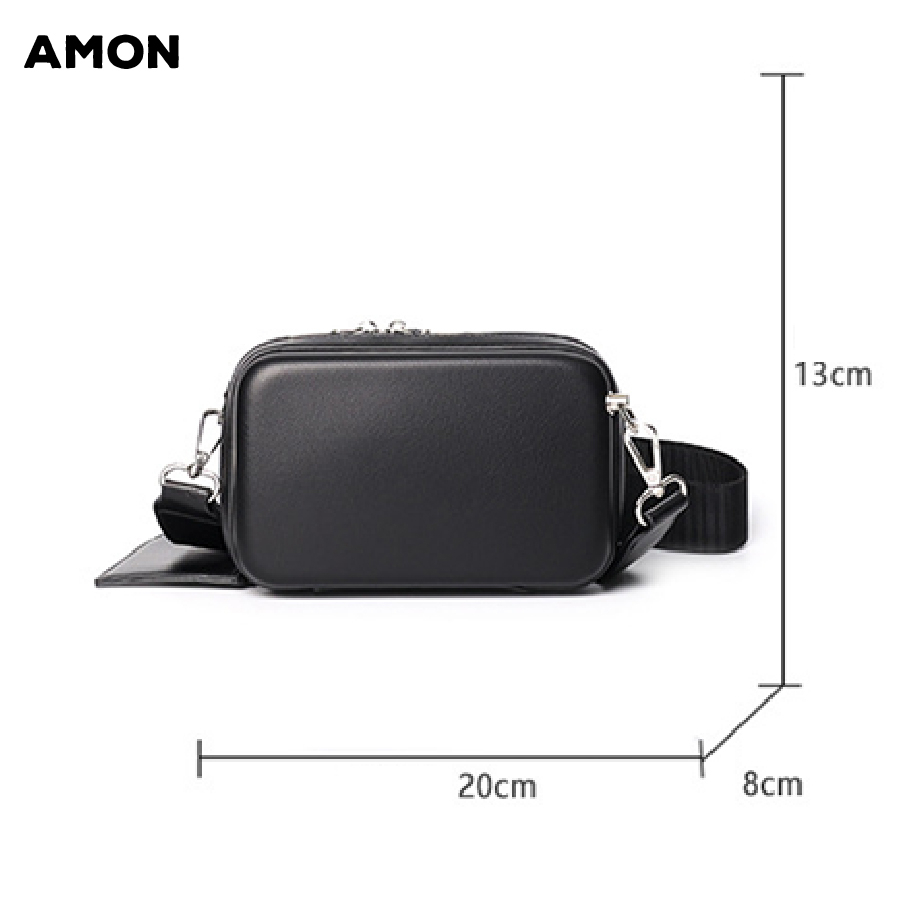 Túi đeo chéo nam Messenger Cuban Mini hình hộp - Túi nam chất da Pu cứng -  AMON