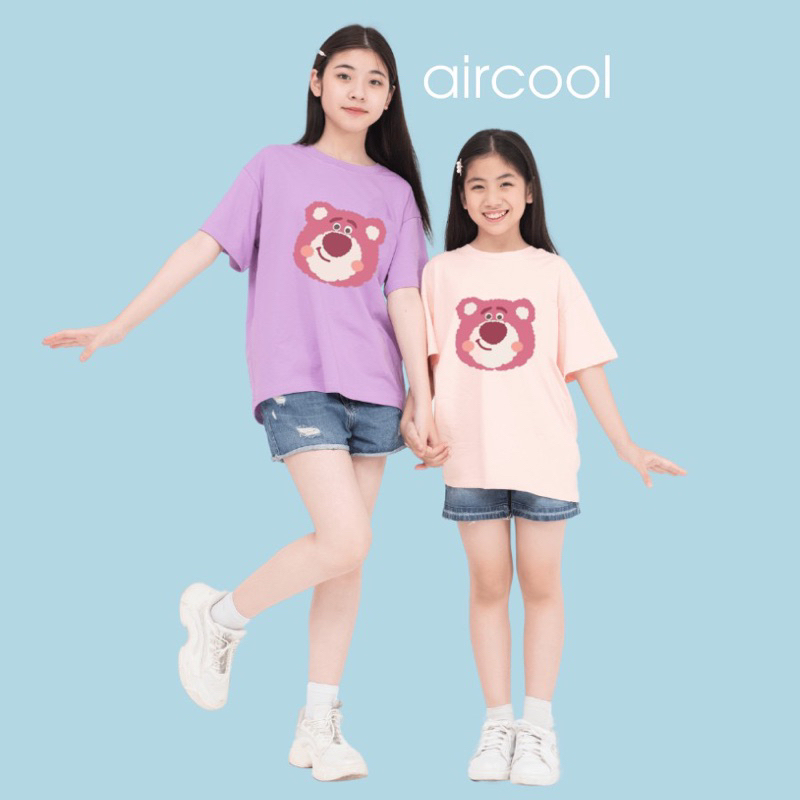 Áo Phông Bé Gái Tuổi Teen 6-16 Tuổi In Hình Gấu Chất Liệu Cotton Thoáng Mát