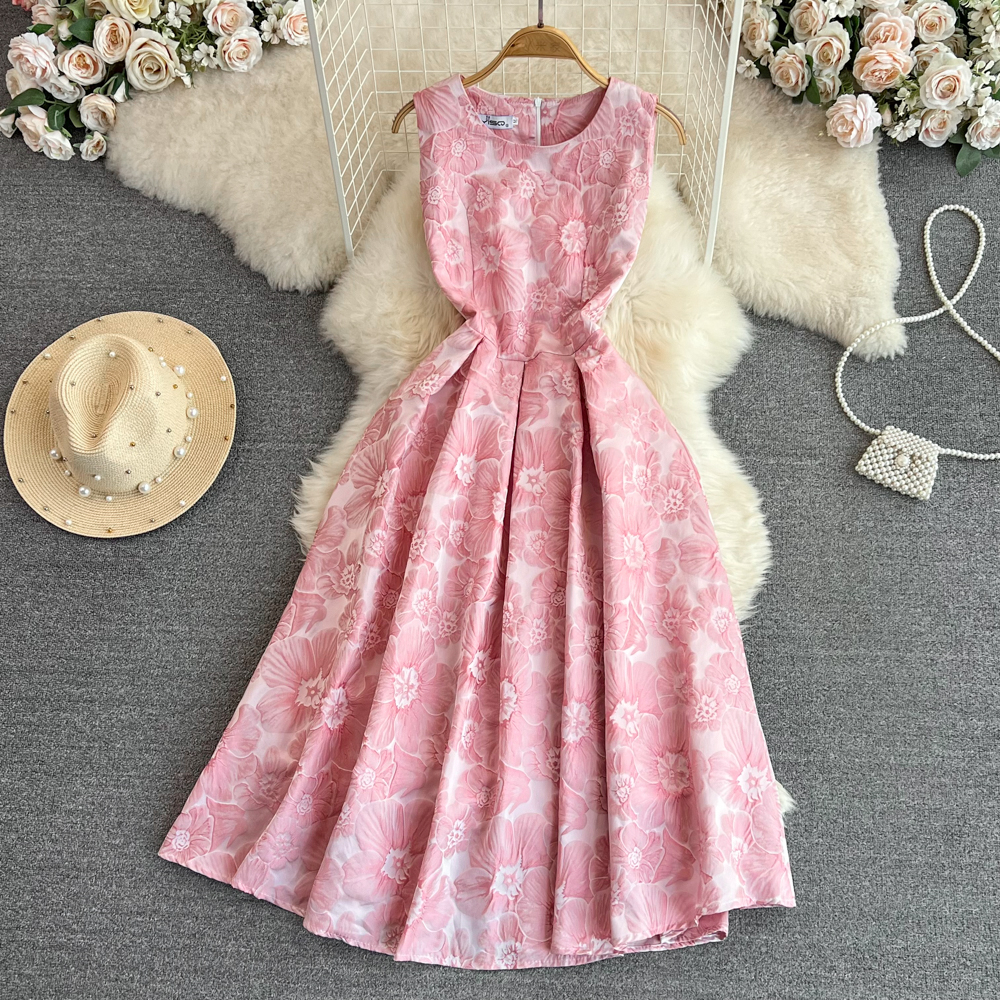Đầm không tay màu hồng có lót trong đủ size thanh lịch