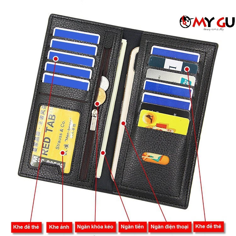 Ví da cầm tay nam nữ MenBense chống nước, nhiều ngăn tiện lợi, phong cách Châu Âu BV11